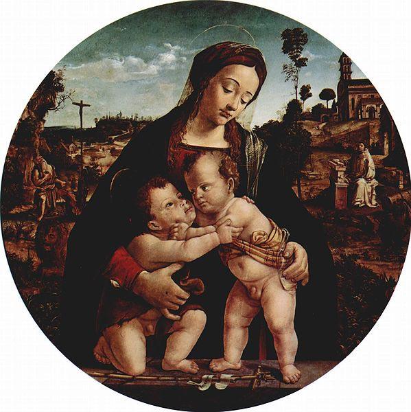 Piero di Cosimo Madonna mit Hl. Johannes dem Taufer, Tondo oil painting picture